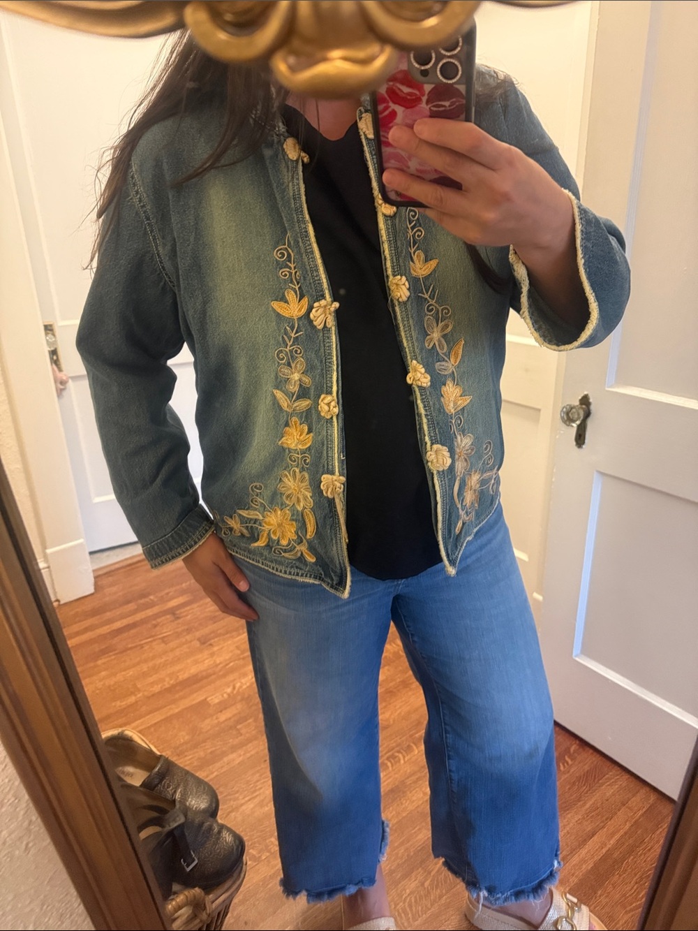 New Direction Embroidered Boho style denim Jacket